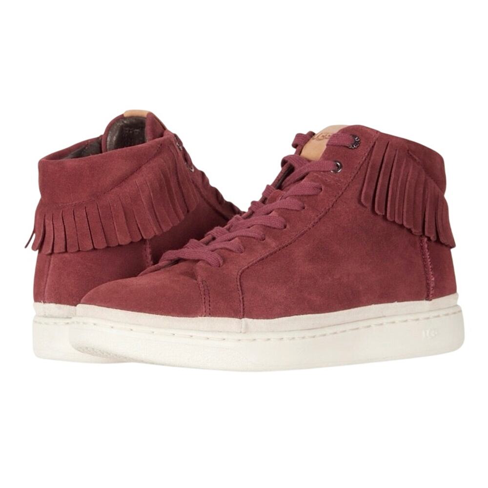 UGG Cali Brecken Lace High Fringe Pinot Noir Suede Sneakers men’s 8.5